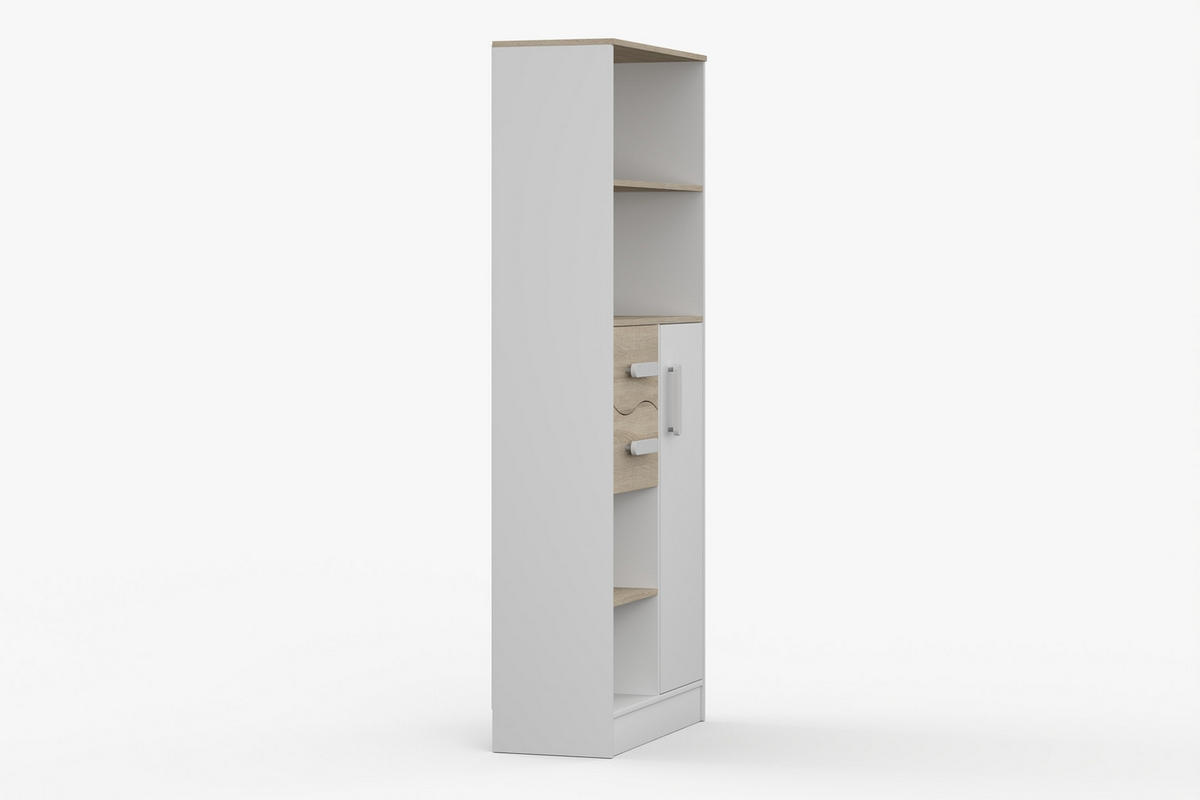 REGAL MIKI 05 Korpus Weiß | Griffe Weiß - Weiß, Holz/Holzwerkstoff (80/187/33cm) - Deine Möbel 24