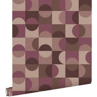 TAPETE Kreise im Bauhaus-Stil 50 x 900 cm - Lila, Papier (50/900cm) - ESTAhome