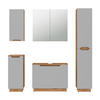BADMÖBEL-SET Lotta Eiche/grau gestreift 5 Teile - Eichefarben/Grau, Holzwerkstoff (79.6/62.1/32cm) - Vicco