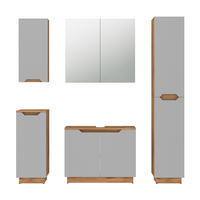 KOUPELNOVÝ NÁBYTEK Lotta Dubový/šedý pruhovaný - šedá/barva dubu, kompozitní dřevo (79.6/62.1/32cm) - Vicco