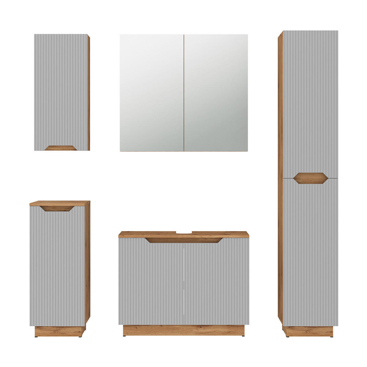 KOUPELNOVÝ NÁBYTEK Lotta Dubový/šedý pruhovaný - šedá/barva dubu, kompozitní dřevo (79.6/62.1/32cm) - Vicco