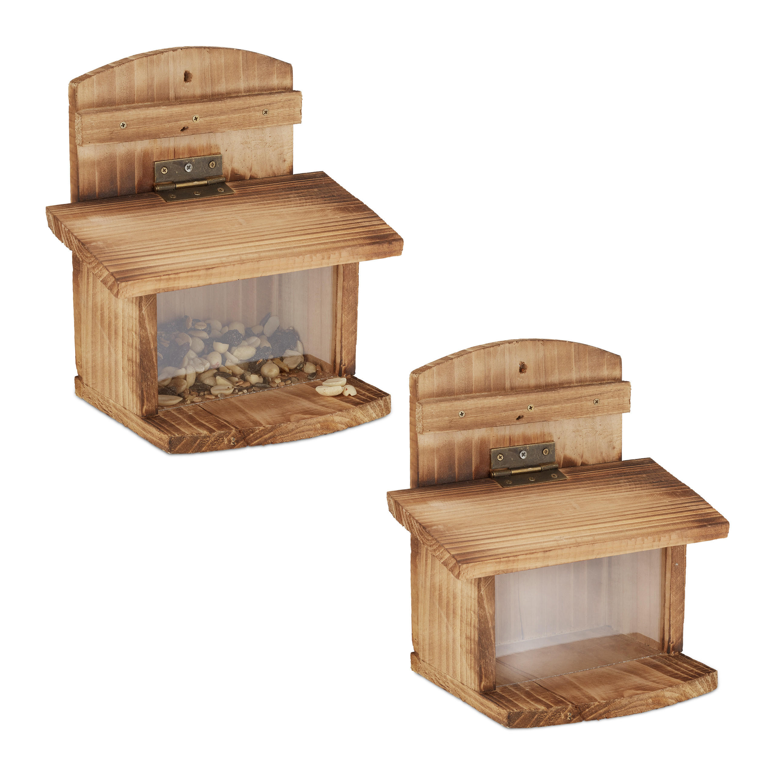 2XEICHHÖRNCHENFUTTERHAUS - Braun, Holz/Kunststoff (20/21/14.5cm) - Relaxdays