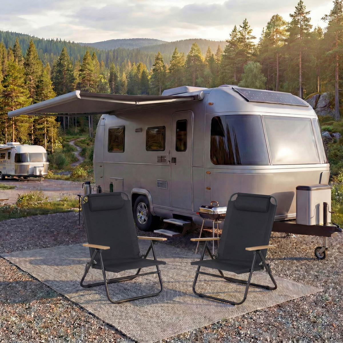 CAMPINGSTUHL Schwarz - Schwarz, Metall (61/85/67cm) - MCW