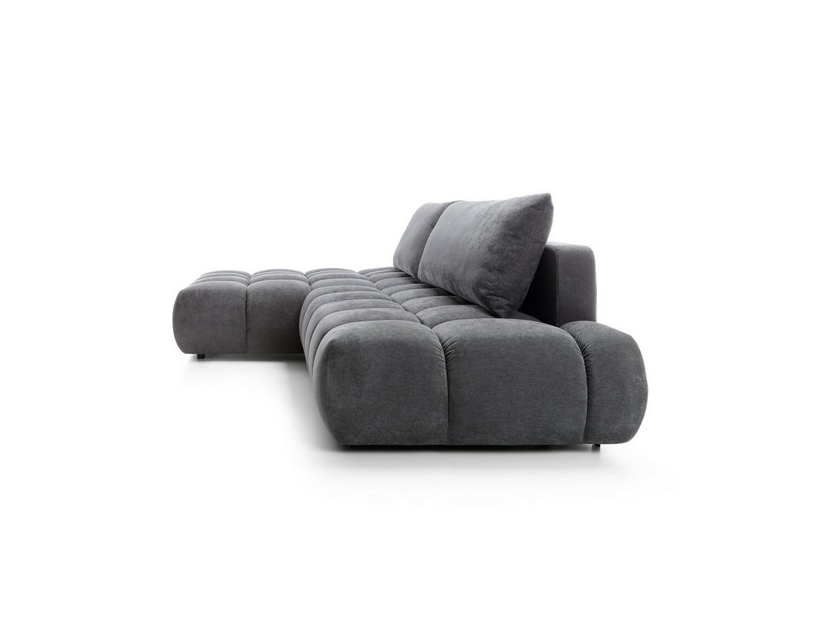 ECKSOFA GARDA Grau Chenille mit Schlaffunktion - Grau, Holz (280/131cm) - MASSENO