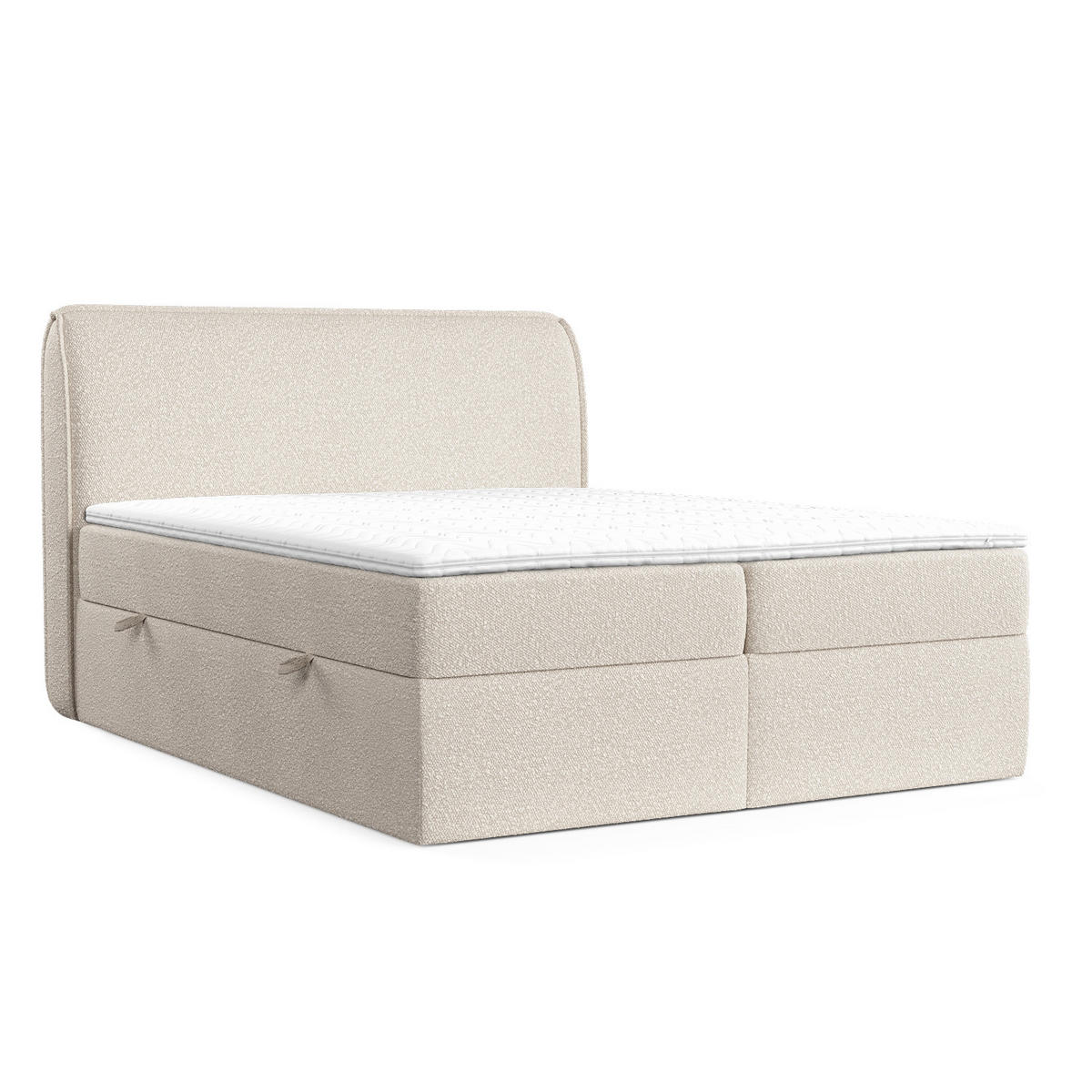 BOXBETT Organic Beige 200/200 cm mit Bonellmatratze und Topper - Beige/Schwarz, Holz/Holzwerkstoff (200/200cm) - Maison de Reve