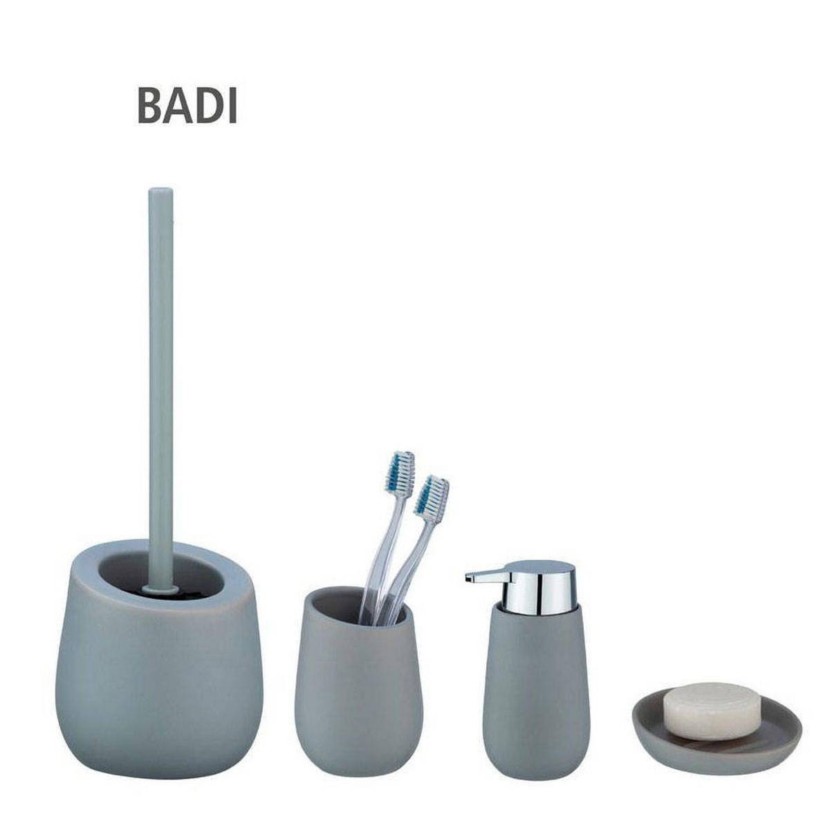 WC-BÜRSTE Badi 13,5/13,5/38 cm - Grau, Keramik (13.5/38/13.5cm) - Wenko