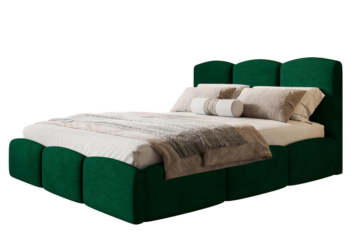 BETT 90x200 - Polsterbett mit Bettkasten und Metallrahmen - Modern Betten - Glatter Kronos-Stoff- Kollektion Zoya - Grün - Grün, Holz/Textil (90/200cm) - Alpi-Möbel