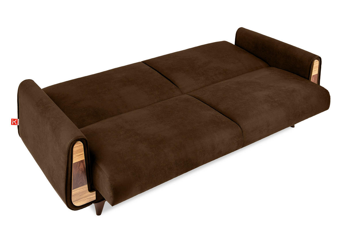 3-SITZER-SCHLAFSOFA GUSTAVO II mit Armlehnen, Dunkelbraun - Dunkelbraun, Holz/Holzwerkstoff (230/98/98cm) - KONSIMO®