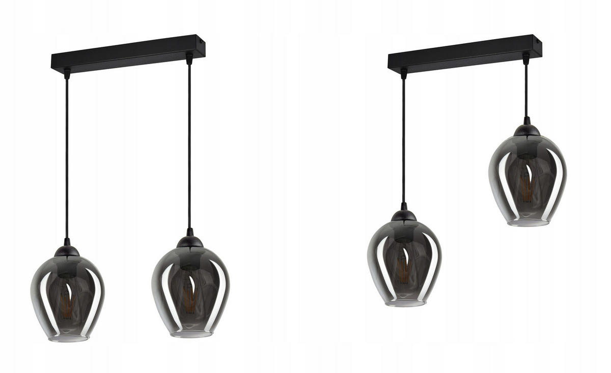 PENDELLEUCHTE Hegel - Transparent/Anthrazit, Glas/Metall (15/37/80cm) - kiki design
