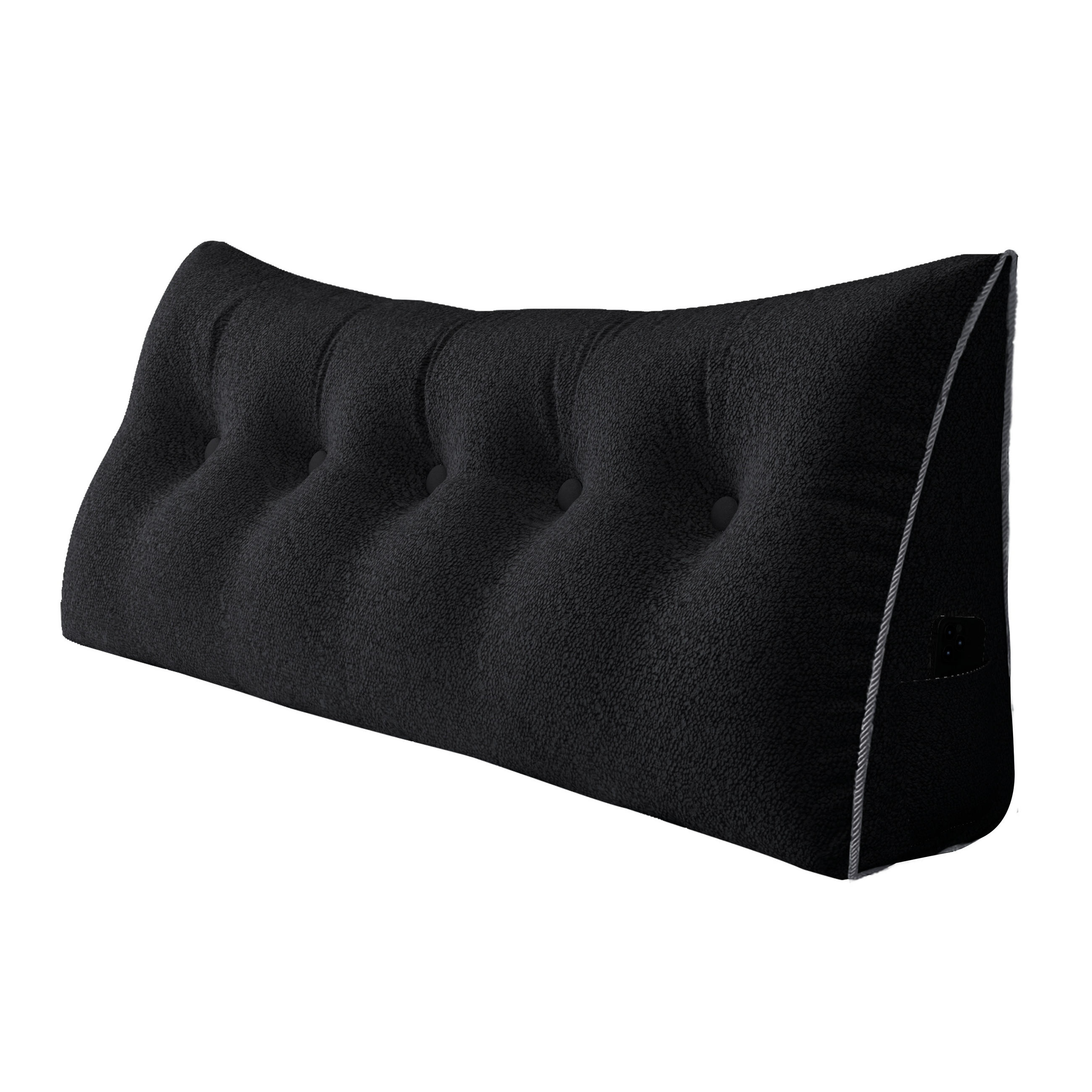 RÜCKENKISSEN Plüsch Schwarz 160 cm - Schwarz, Textil (50/160cm) - Vercart