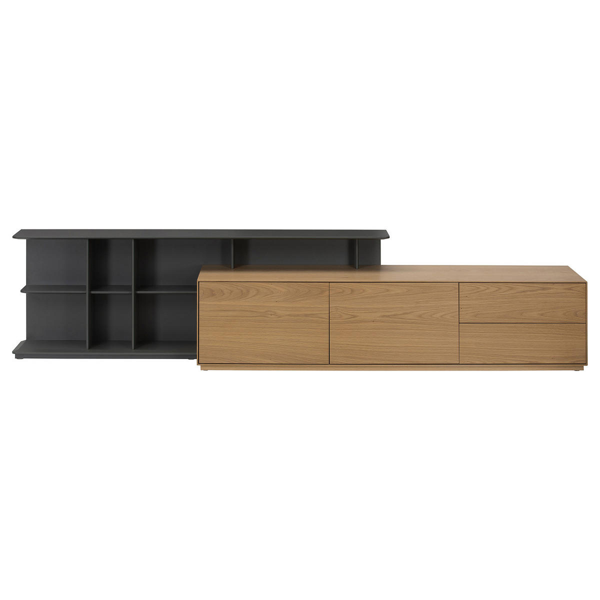 TV-LOWBOARD - Eiche / Dunkelgrau - Eichefarben/Dunkelgrau, Holzwerkstoff (180/60/47cm) - home24