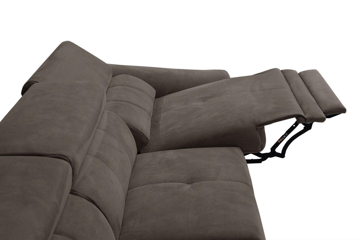 ECKSOFA LARS 5-Sitzer, 1 Relax, verstellbare Kopfstützen, taupe - Taupe/Schwarz, Holzwerkstoff/Textil (284/201cm) - Courtois Laville