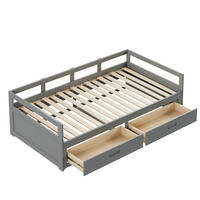 SCHLAFSOFA 90/200 cm aus Kiefern mit Ausziehfunktion und 2 Schubladen, Grau - Grau, Holzwerkstoff (204.5/60/184cm) - Redom