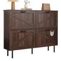 SCHUHSCHRANK 120/28/92 cm Walnussfarben aus Spanplatte mit 4 Türen - Naturfarben, Holzwerkstoff (120/92/28cm) - OKWISH