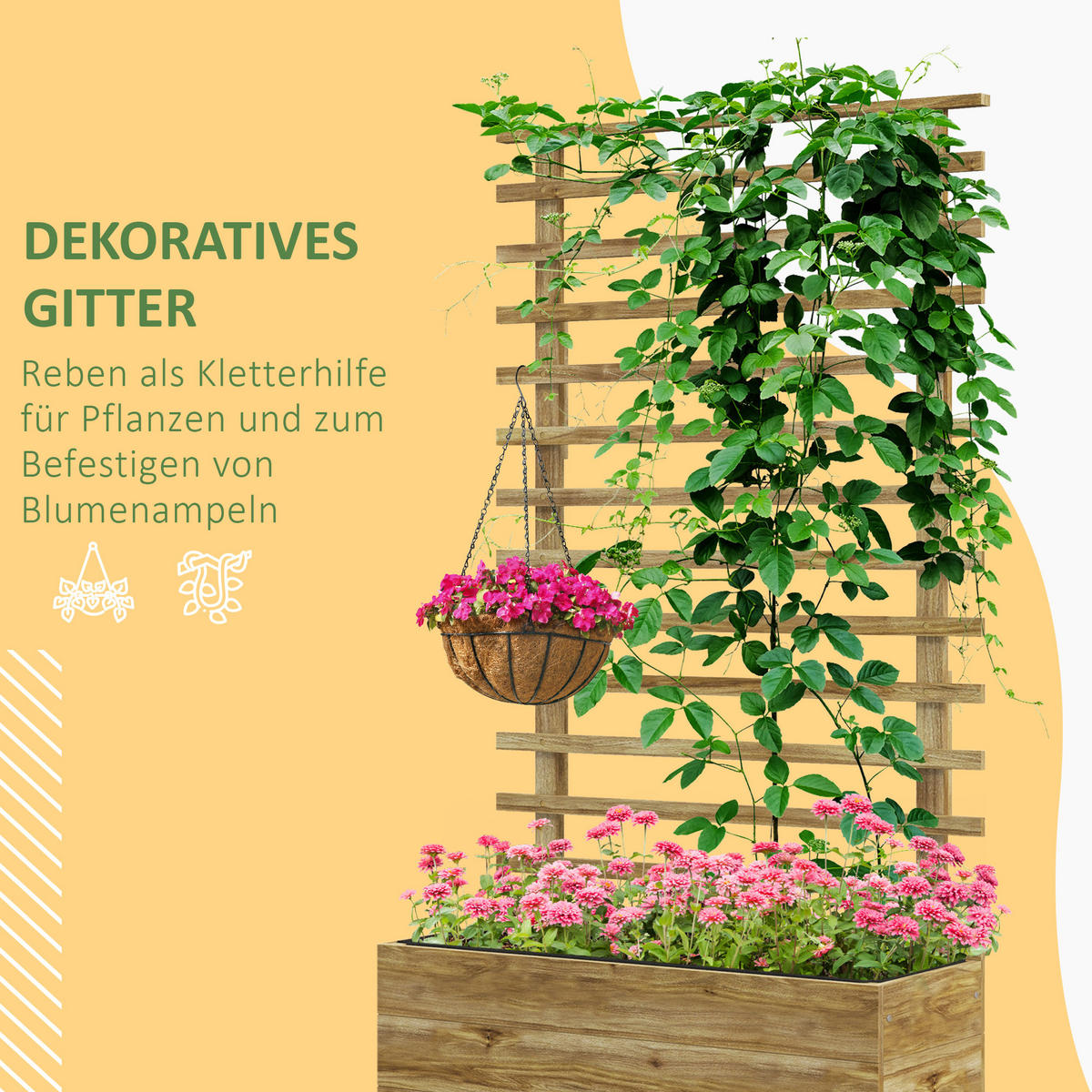 GARTENBETT - Naturfarben, Holzwerkstoff (30/155/76cm) - Outsunny