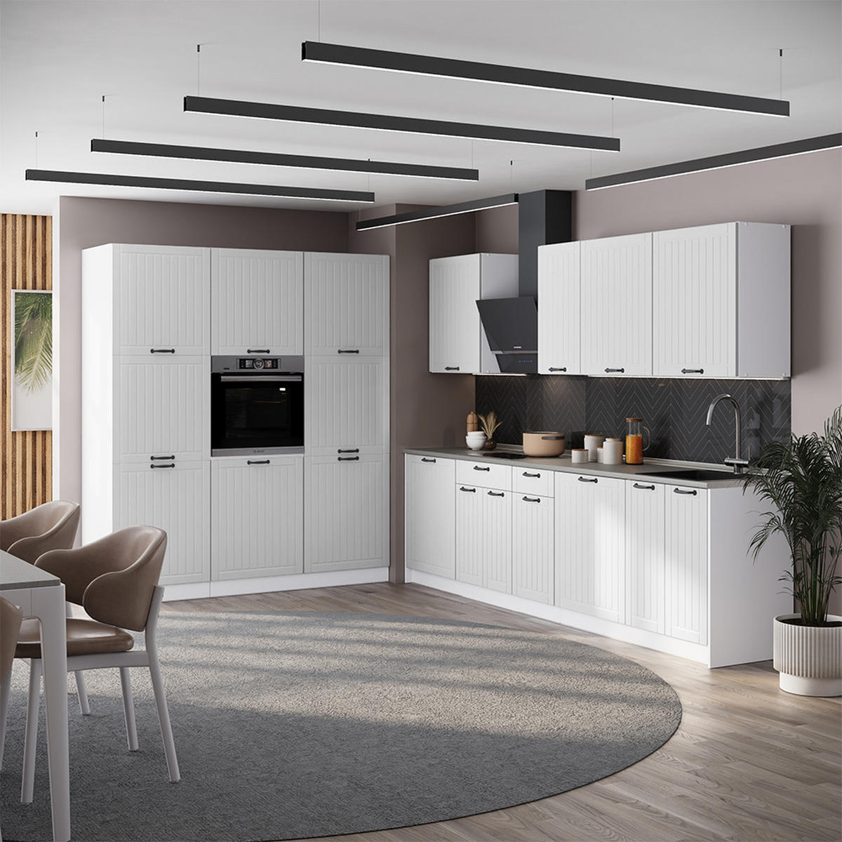 KUCHYNKA Fame-Line, Biely vidiecky dom/biely, 460 cm, AP Marble - biela, kompozitné drevo (460/206.8/60cm) - Vicco