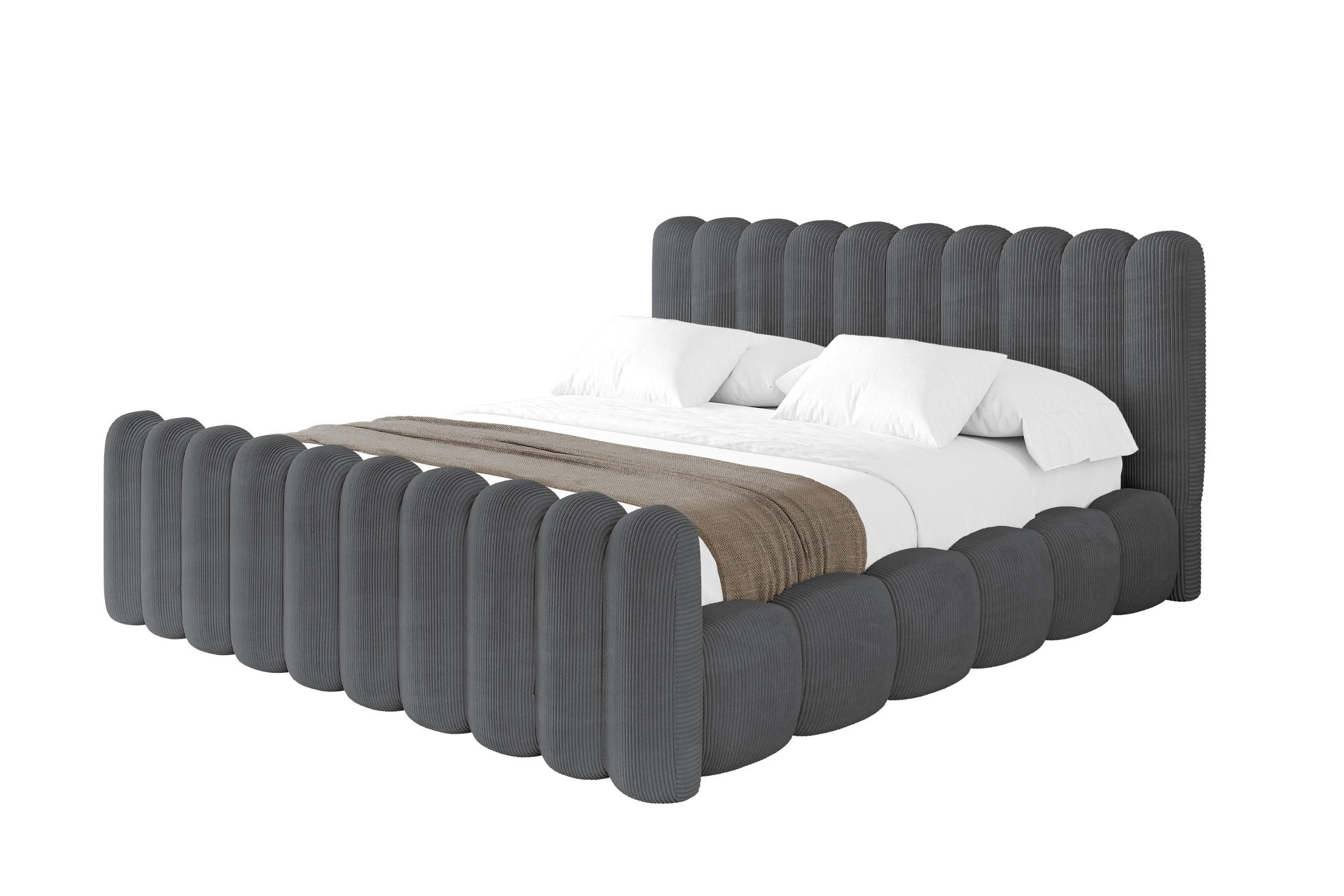 POLSTERBETT mit Bettkasten, Fußteil und Lattenrost, Bett mit Matratze H3/H4 - SENA-Z 180x200 Dunkelgrau - Anthrazit, Holzwerkstoff/Textil (180/200cm) - ALTDECOR