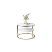 COUCHTISCH CIRI SLIM MAT Ø60/41 cm gebürstetes Gold / Marmor levanto - Goldfarben/Weiß, Holzwerkstoff/Metall (60/60/41cm) - Lookway