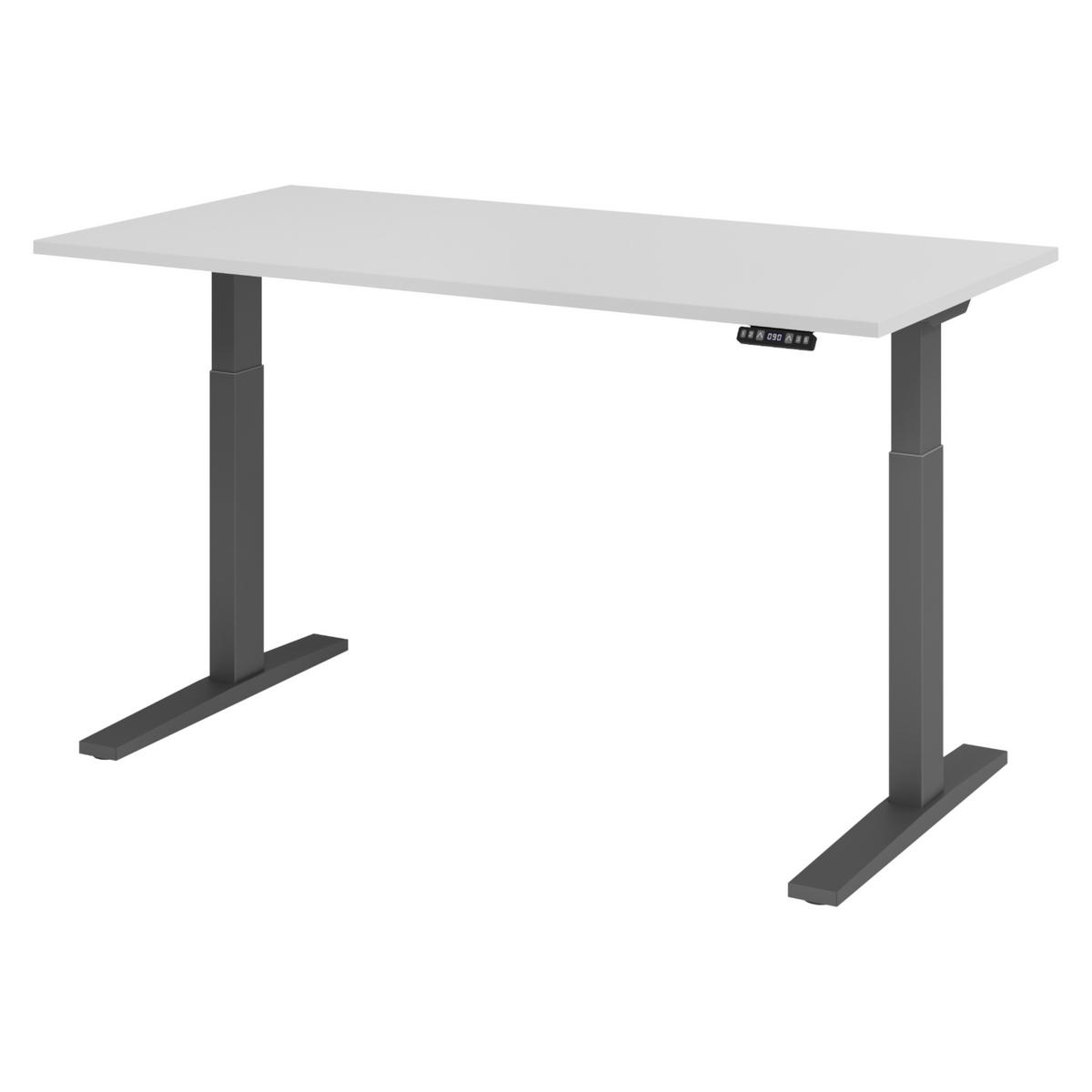 SCHREIBTISCH elektrisch XMKA 80/160/74 cm in Grau/Graphitfarben - Graphitfarben/Grau, Holzwerkstoff (80/160/74cm) - bümö