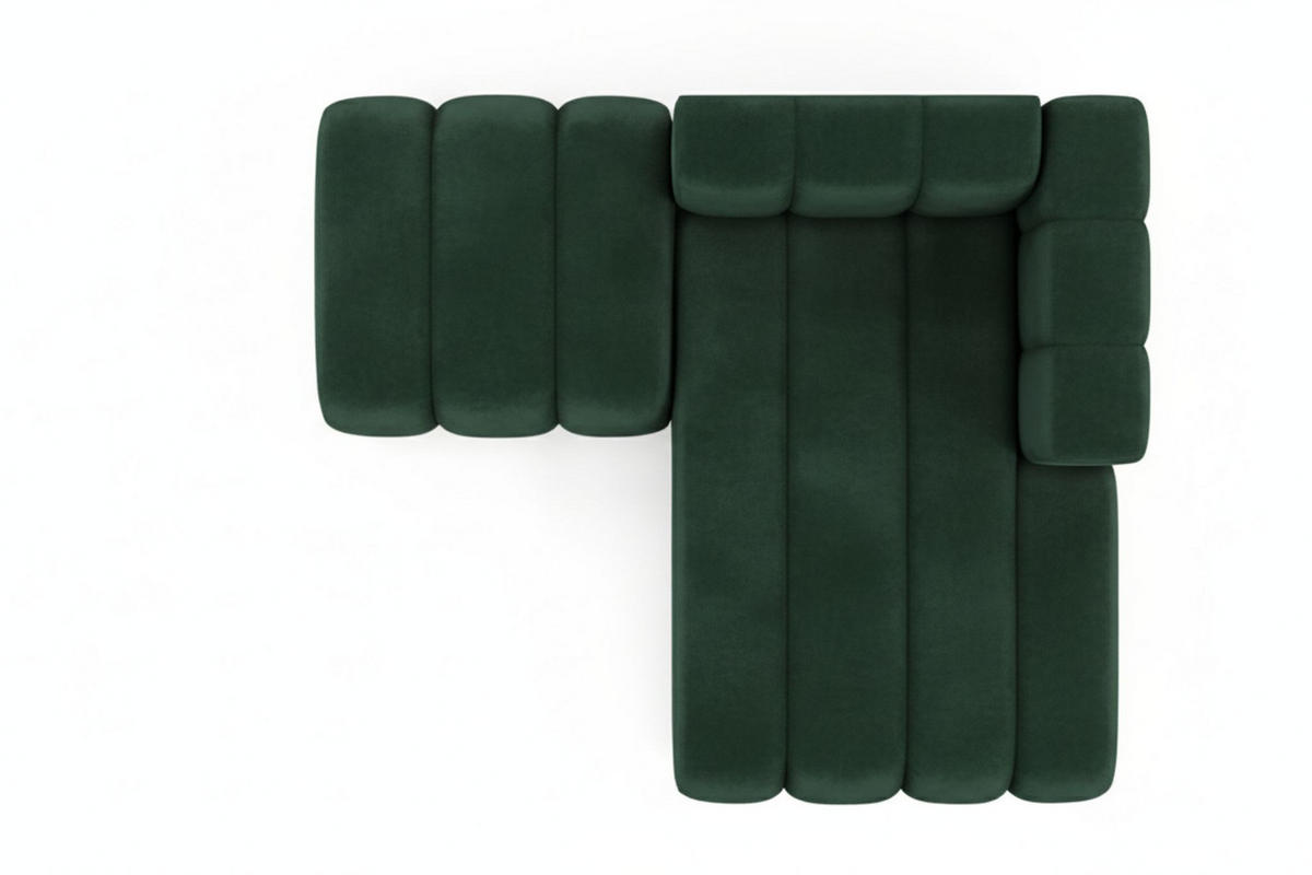 CHAISELONGUE Mit Hocker Grand, Veloursstoff Salvador, Grün, Rechts - Grün, Holz (204/179cm) - Kaiser Möbel