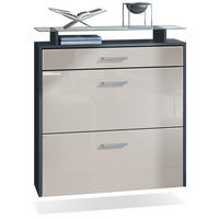 SCHUHSCHRANK Malea Fronten in Sandgrau Hochglanz - Sandfarben, Holzwerkstoff (89/96/23cm) - Vladon