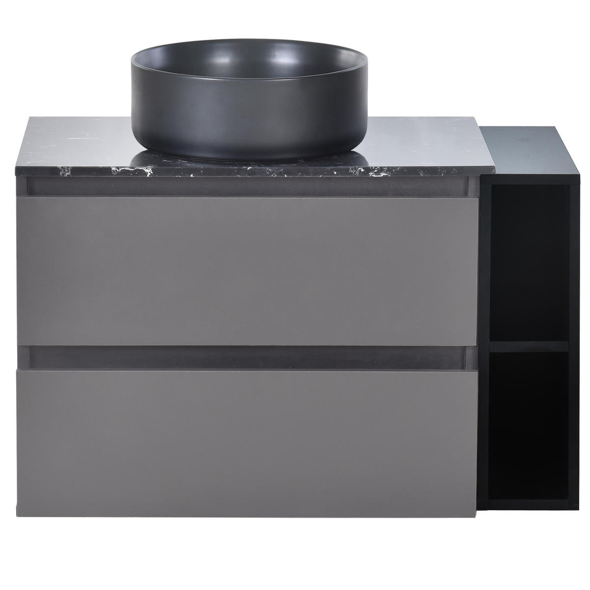 WASCHTISCHKOMBI Schwarz-Grau mit Keramikbecken - Grau, Holzwerkstoff (80/48/44cm) - Urban Meuble