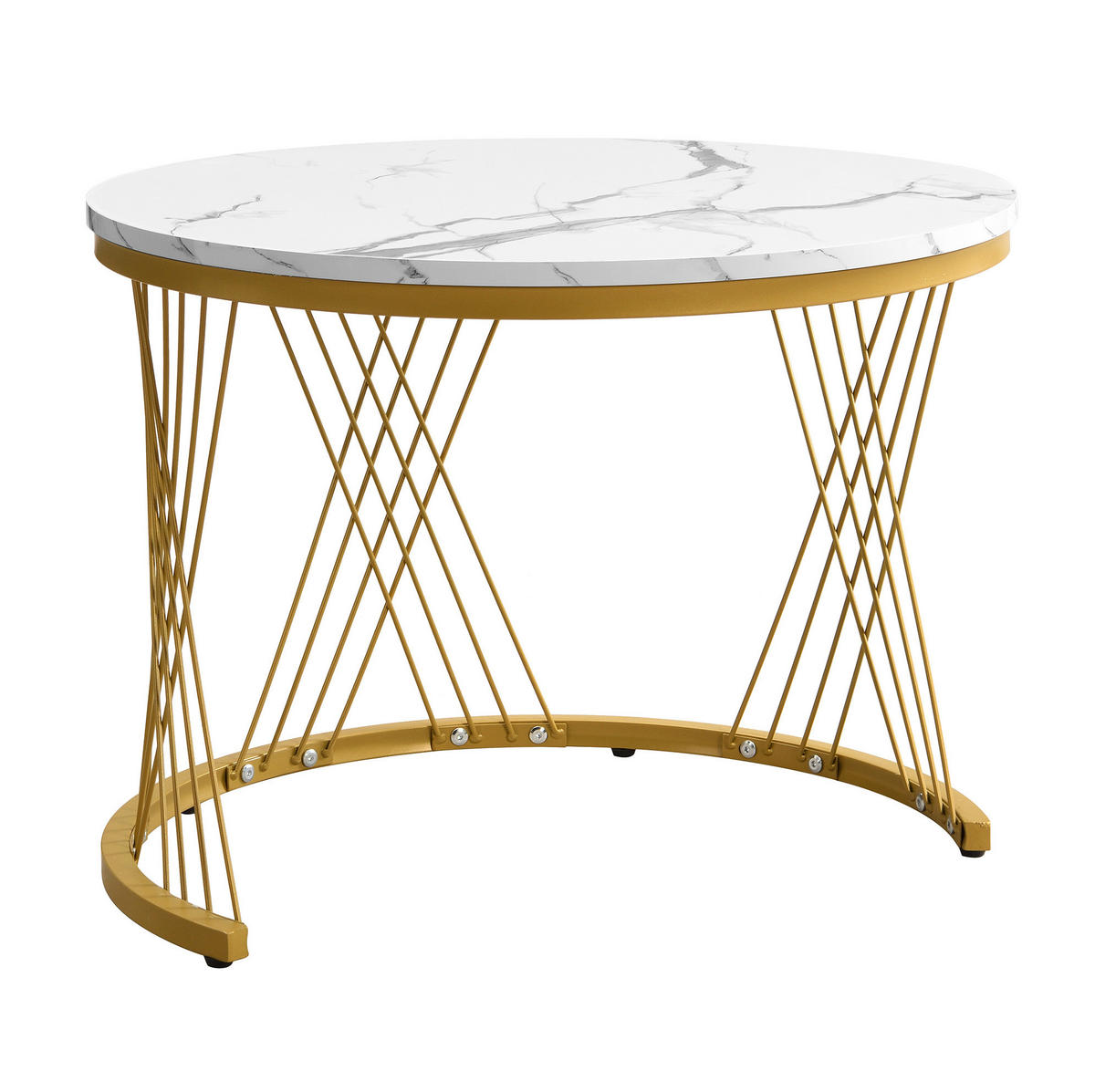 COUCHTISCH 60/50 cm 2-teilig mit 2 Schubladen in Hochglanz-Marmoroptik - Weiß, Holzwerkstoff (60/60/46cm) - BEAOK