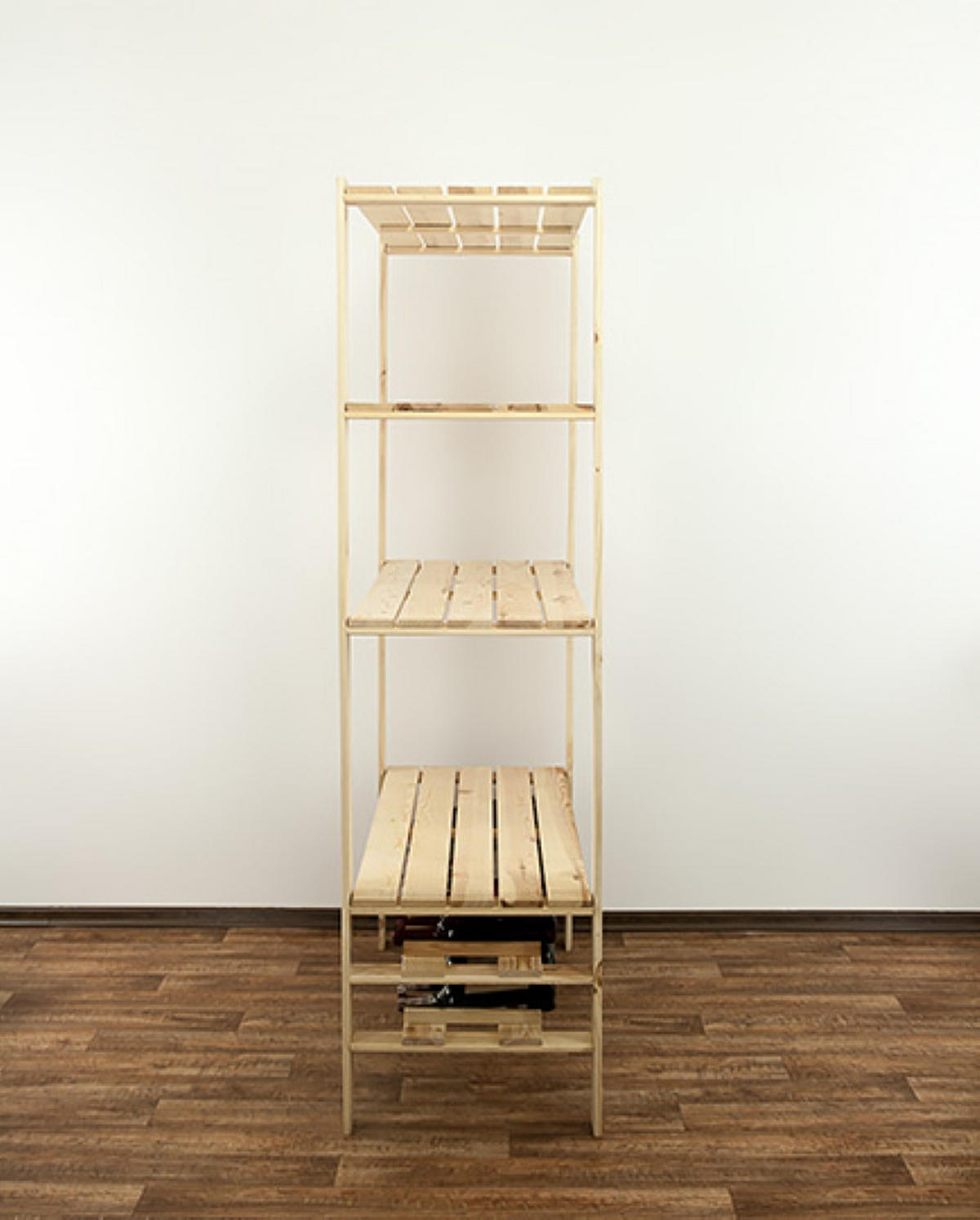 HOLZREGAL WOODLAND 166x120x50cm 4 Fachboden + 2 Flaschenebenen Kiefernholz Natur - Naturfarben, Holz (120/166/50cm) - PROREGAL