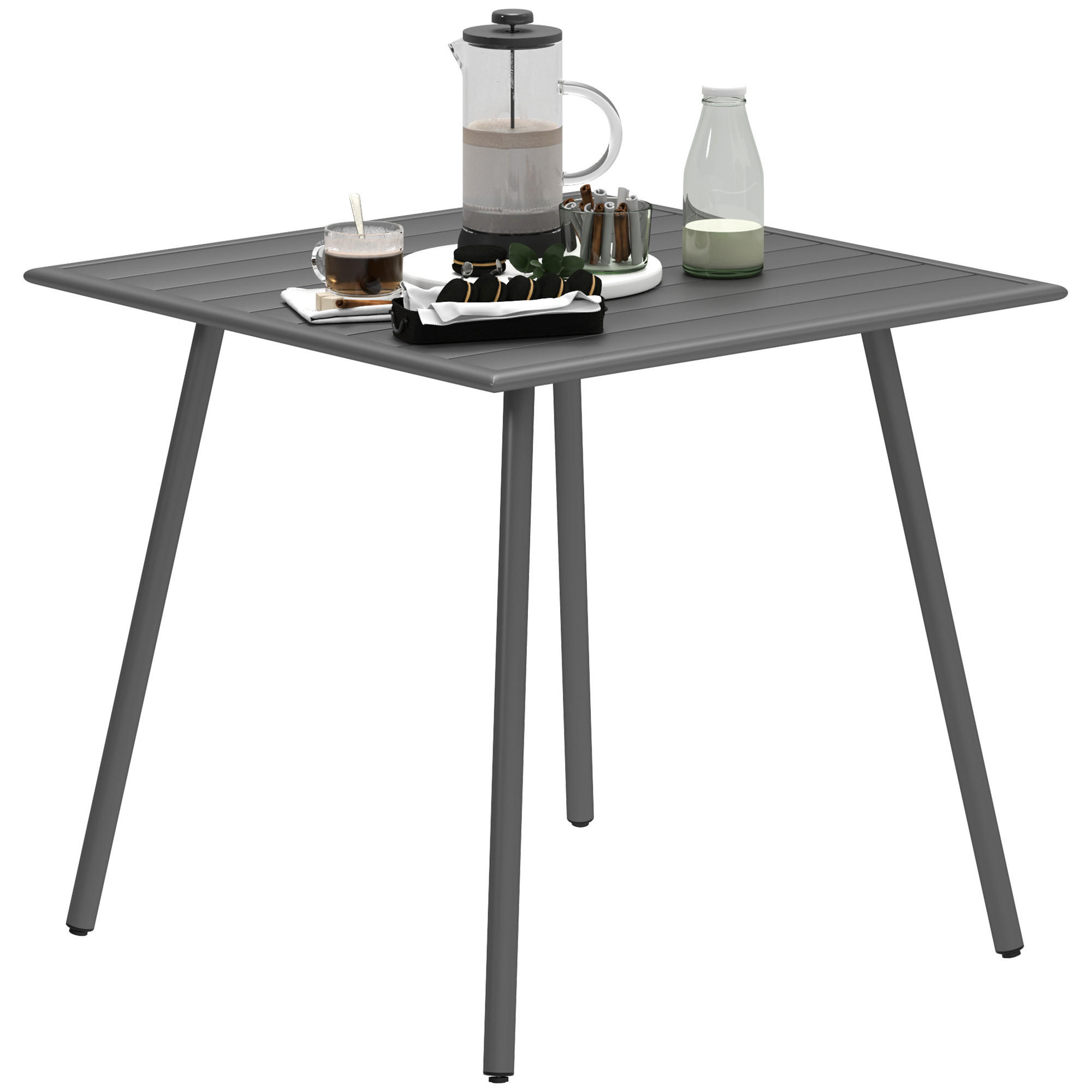 GARTENTISCH Stahl 80 x 80 x 74 cm - Grau, Metall (80/80/74cm) - Outsunny