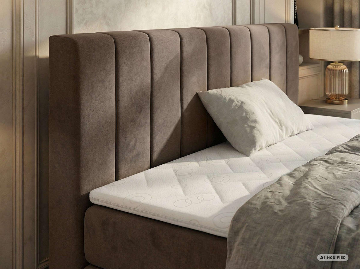 BOXSPRINGBETT ALVER KING DUO 180/200 - Braun Velvet - Topper T25 - H3 - Schwarz/Braun, Kunststoff/Textil (180/200cm) - MKS