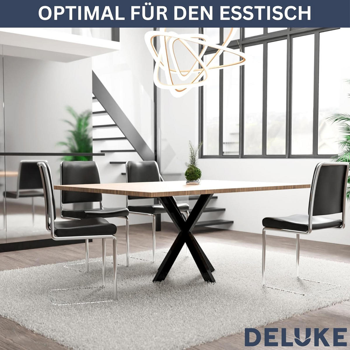 TISCHGESTELL Metall KRYT Schwarz matt 71x85x85 cm - Schwarz, Metall (85/71/85cm) - DELUKE