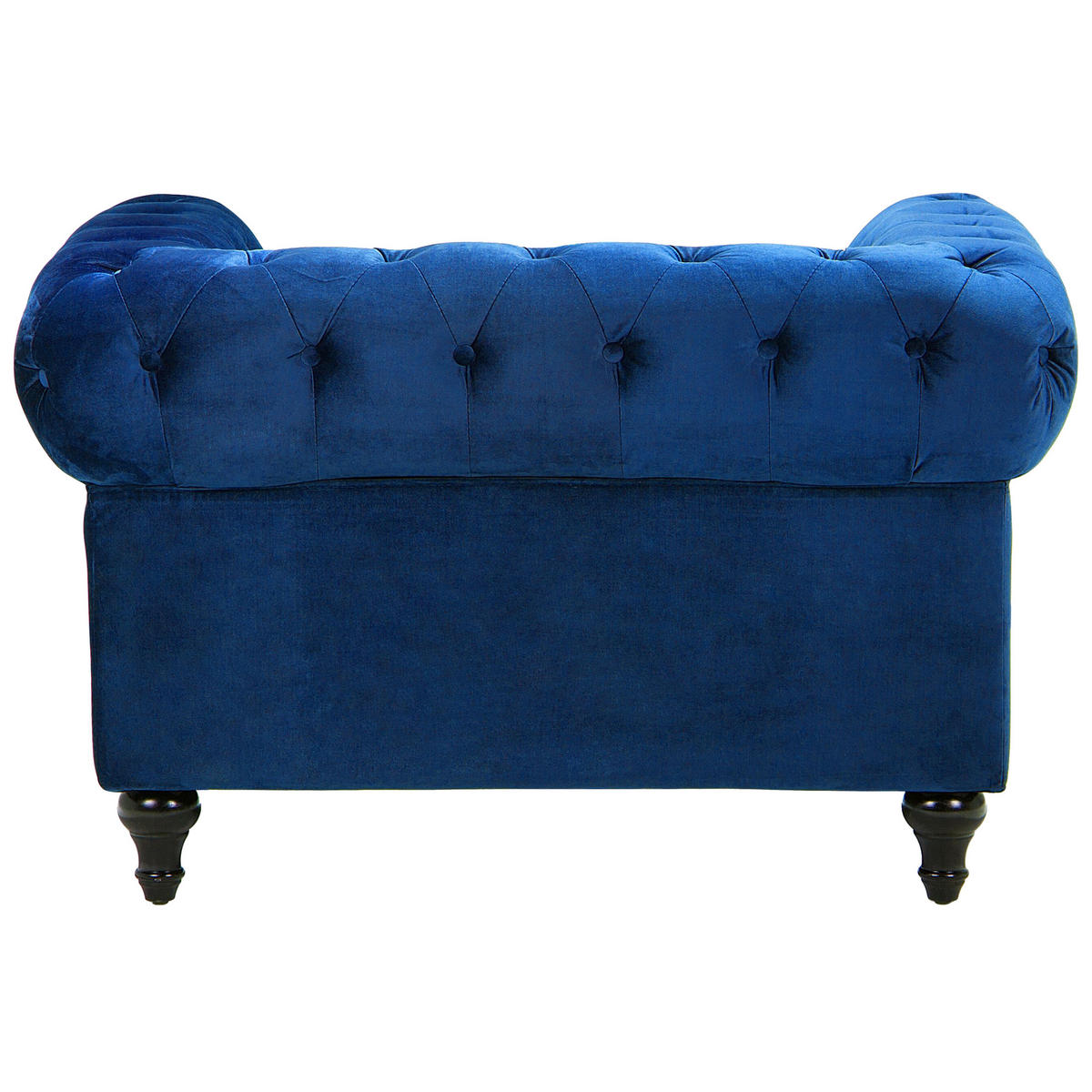 SESSEL Samtstoff kobaltblau Chesterfield - Blau/Dunkelbraun, Textil (110/70/75cm) - Beliani
