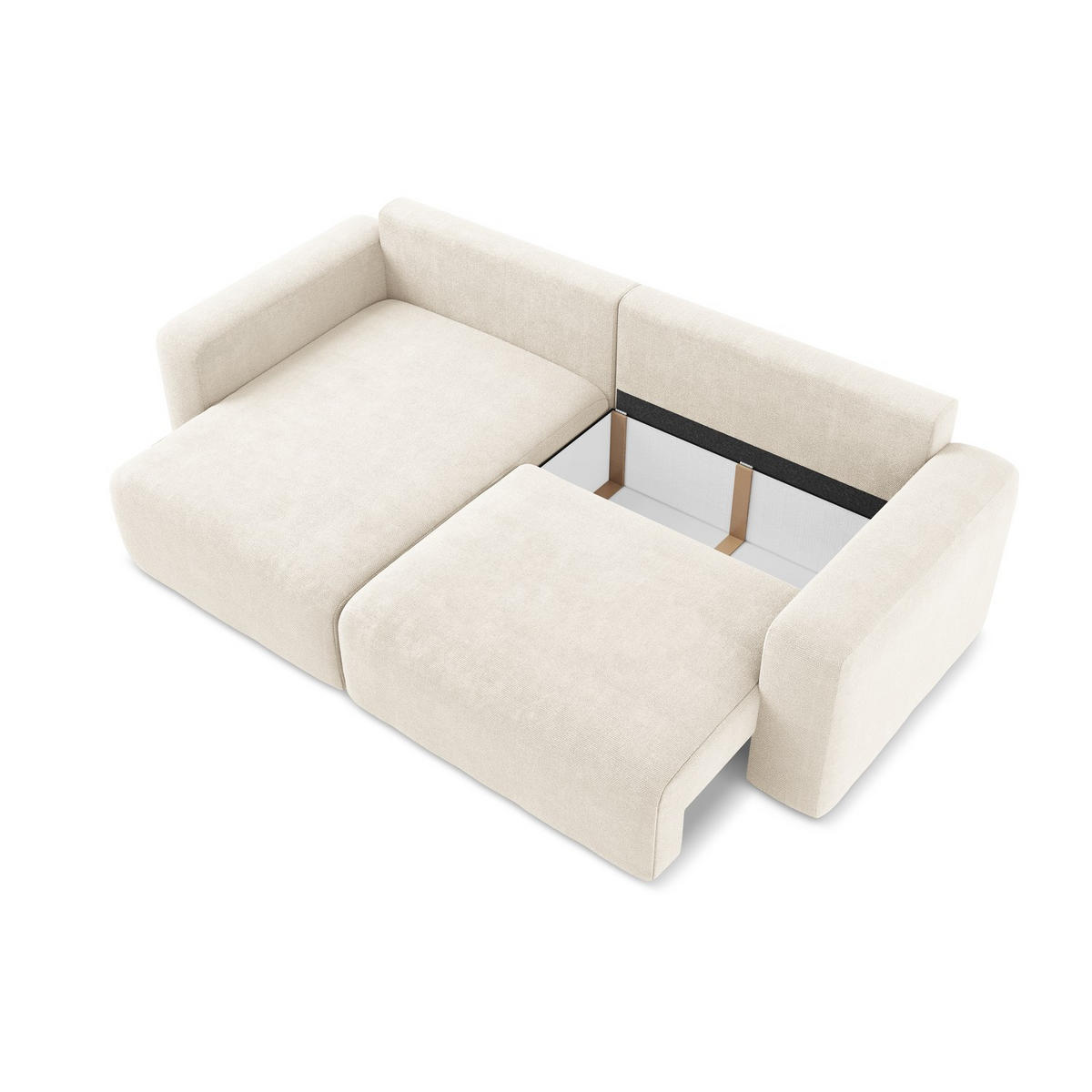 ECKSOFA mit Schlaffunktion links Chenille Stoff Beige - Beige/Creme, Kunststoff/Textil (149/244cm) - LaMiaSofa