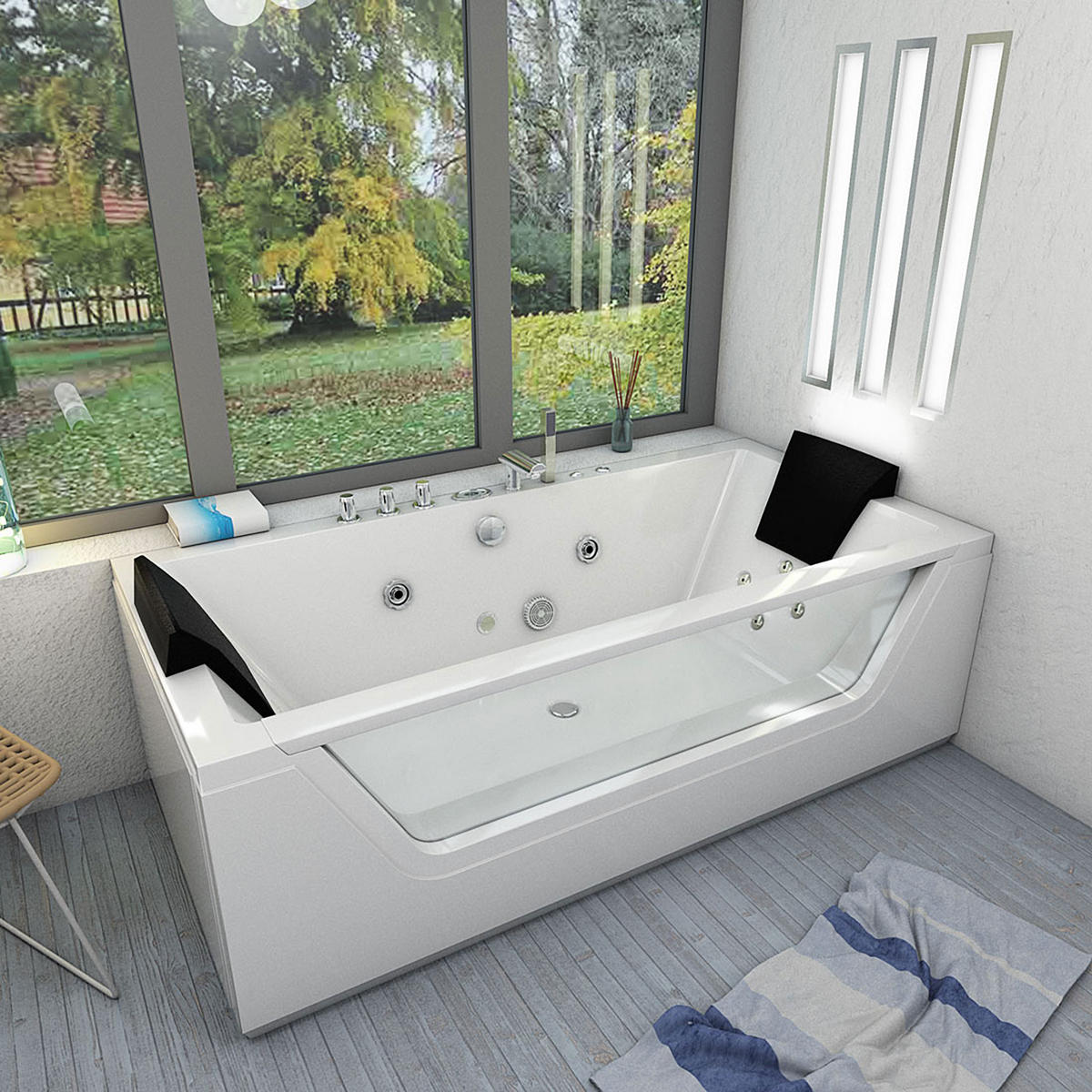 WHIRLPOOL Reinigungsfunktion Pool Badewanne W83R-C - Weiß, Glas/Kunststoff (90/55/180cm) - AcquaVapore by Sandra Jentho