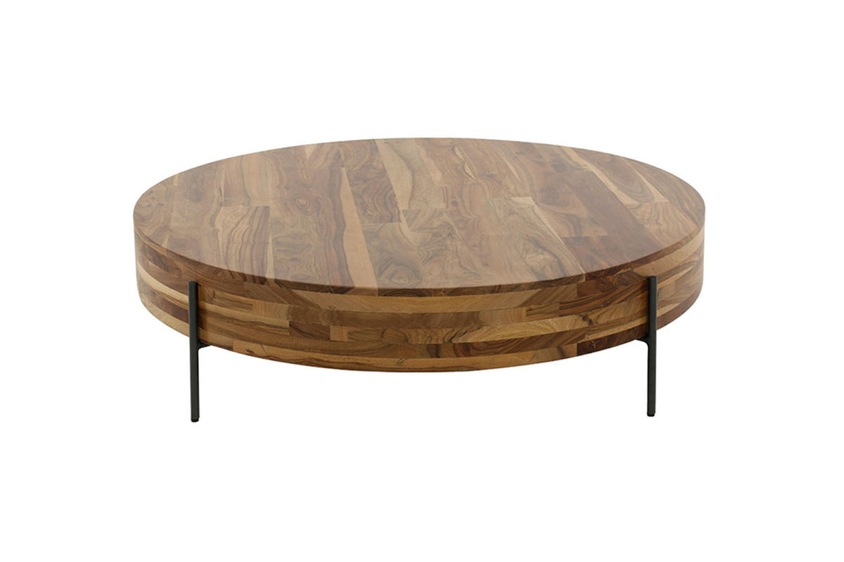 COUCHTISCH KEO Braun Nussbaum - Braun/Grau, Holz/Metall (120/120/35cm) - KAWOLA