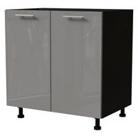 KÜCHENUNTERSCHRANK Essen D11/80 Grau Hochglanz / Schwarz Matt 80 / 50 / 82cm - Schwarz/Grau, Holz/Holzwerkstoff (80/82/50cm) - Feldmann-Wohnen