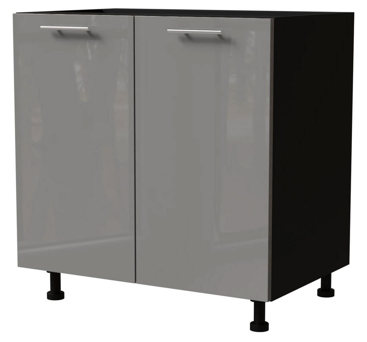 KÜCHENUNTERSCHRANK Essen D11/80 Grau Hochglanz / Schwarz Matt 80 / 50 / 82cm - Schwarz/Grau, Holz/Holzwerkstoff (80/82/50cm) - Feldmann-Wohnen