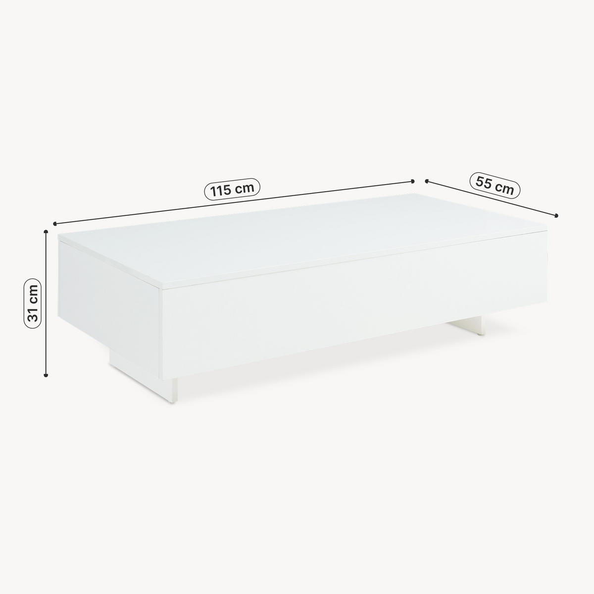 KONZOLOVÝ STOLÍK Lärketorp 115/55/31 - biela s vysokým leskom, kompozitné drevo (55/115/31cm) - [en.casa]