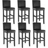 BARHOCKER 6er Set Kunstleder, Sitzhöhe 76 cm,antikbraun - Schwarz, Holz (40/107/41cm) - tectake