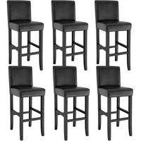 BARHOCKER 6er Set Kunstleder, Sitzhöhe 76 cm,antikbraun - Schwarz, Holz (40/107/41cm) - tectake