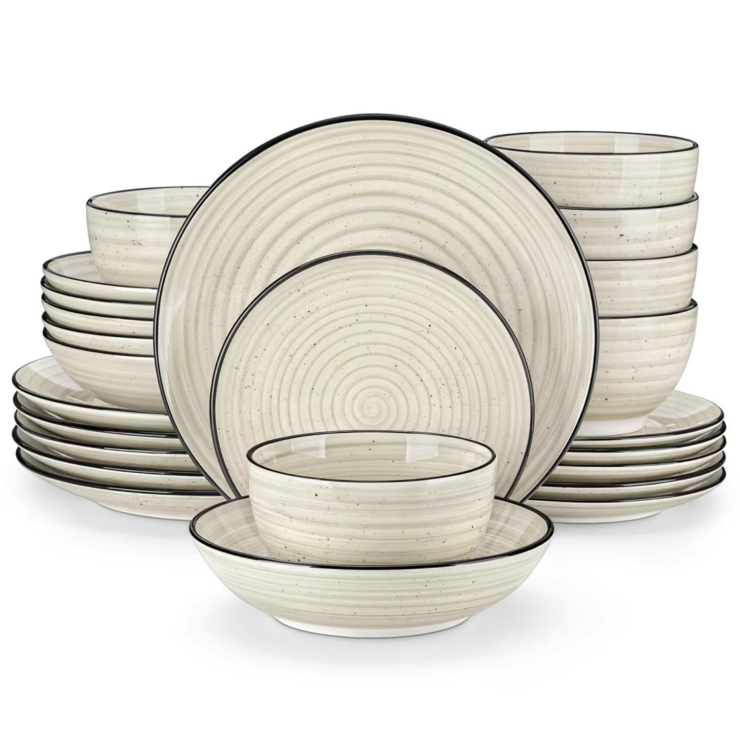 KOMBISERVICE 24-teilig aus Steinzeug, Beige, Geschirrset für 6 Personen - Beige, Keramik (26.8/3.2/26.8cm) - Kaket