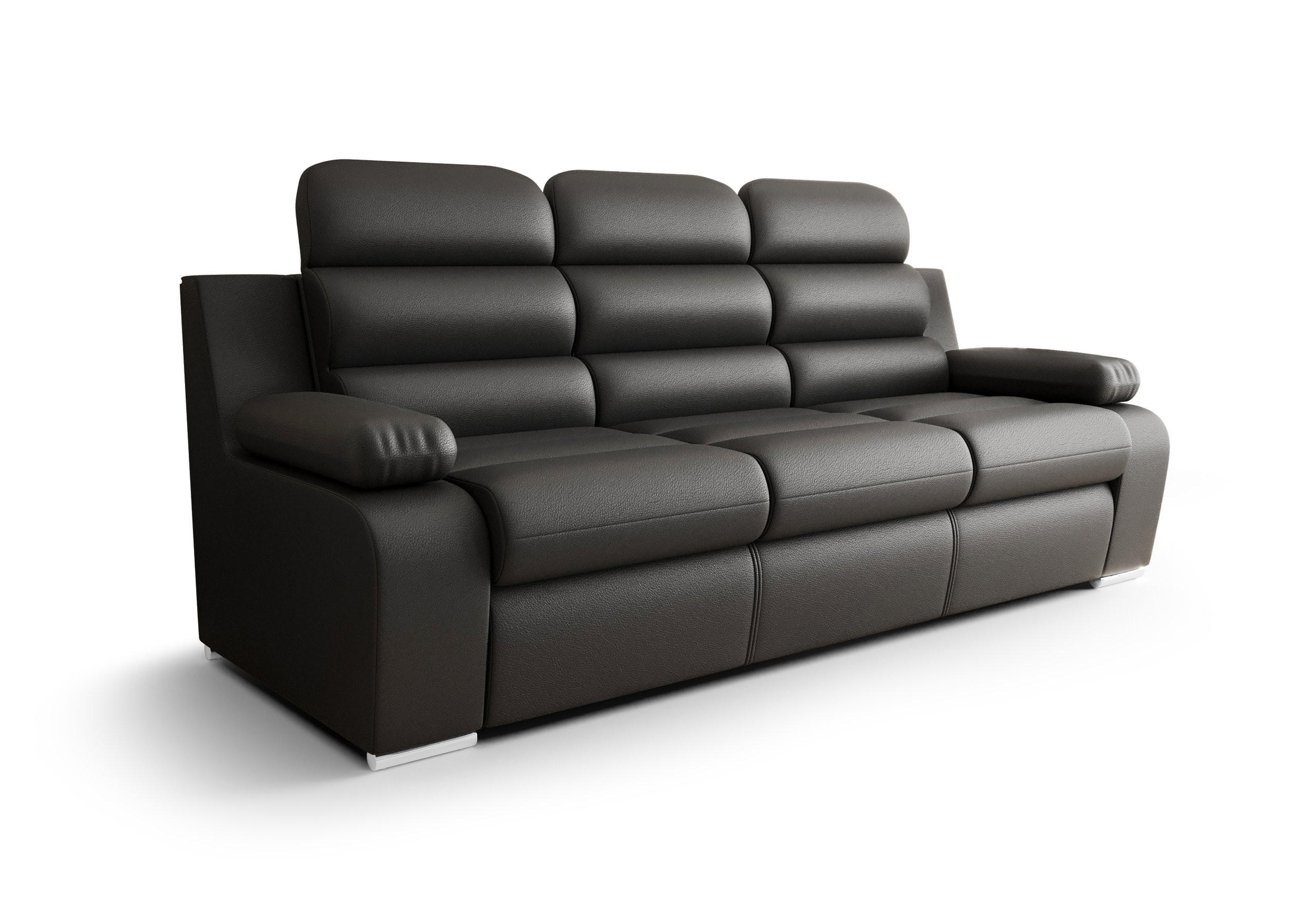 SCHLAFSOFA KONGO 02, Sofa mit Schlaffunktion, Farbe: Schwarz, Kunstleder - Schwarz, Textil (238/103/96cm) - O-Sofa