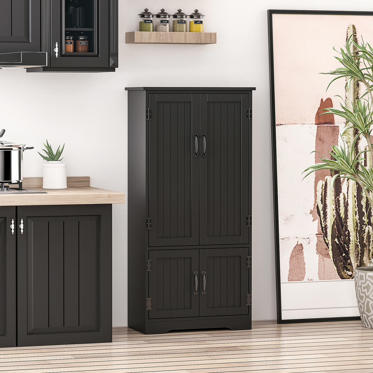 HIGHBOARD DE-10978 2 Türen & 3 verstellbare Böden Schwarz - Schwarz, Holzwerkstoff (30/123/60cm) - ComfortXL
