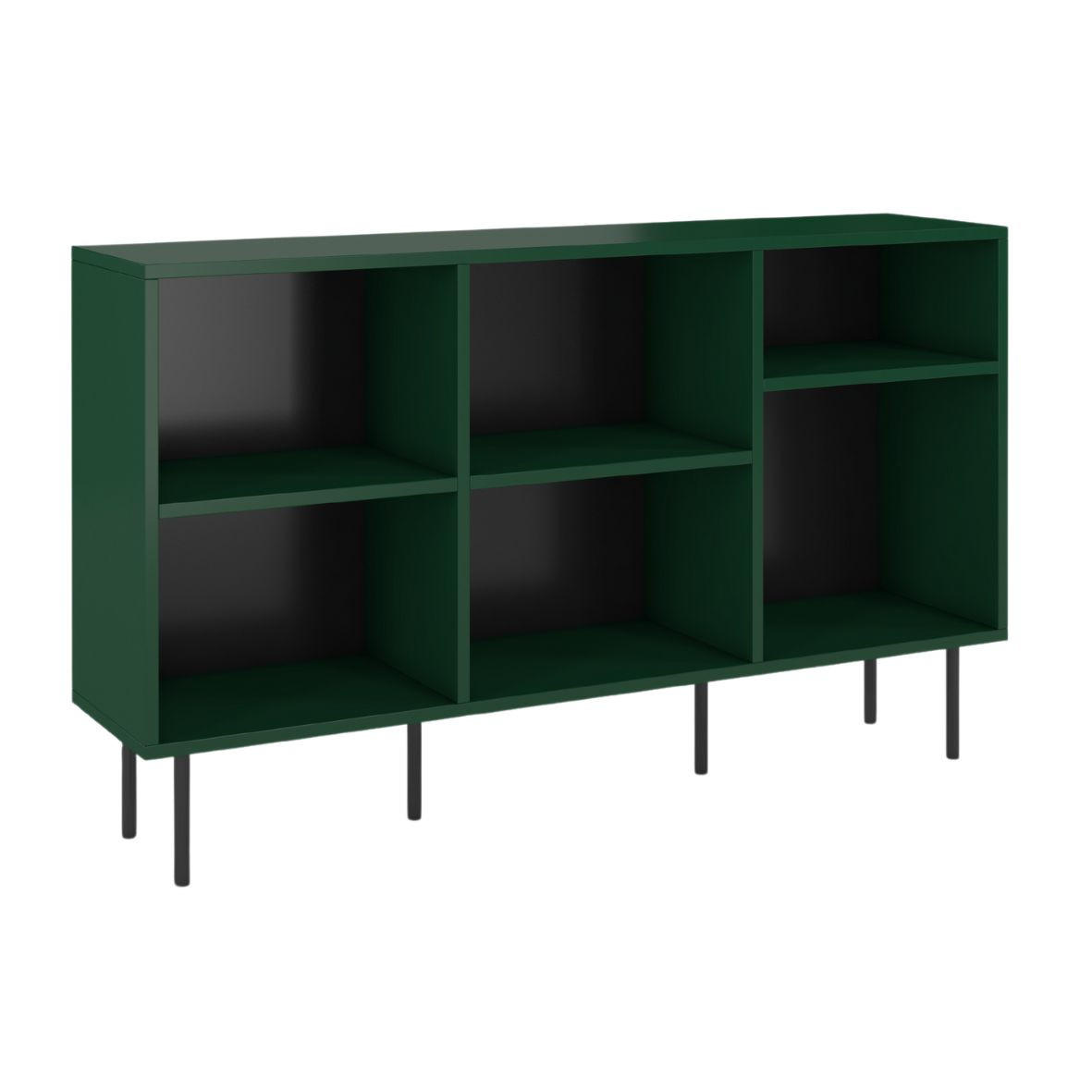 SIDEBOARD Mirka, Grün, offene Fächer, Minimalistisch - Dunkelgrün/Schwarz, Holzwerkstoff/Metall (130/80/30cm) - Dancan