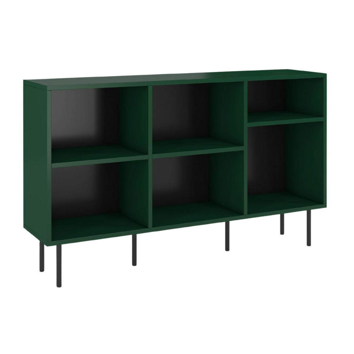 SIDEBOARD Mirka, Grün, offene Fächer, Minimalistisch - Dunkelgrün/Schwarz, Holzwerkstoff/Metall (130/80/30cm) - Dancan