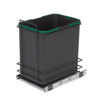 RECYCLINGBEHÄLTER für die Bodenmontage und manuellen Auszug in Küchenzeilen, 1x35 Liter, Kunststoff, anthrazitgrau - Anthrazit, Metall (50/36/52cm) - EMUCA