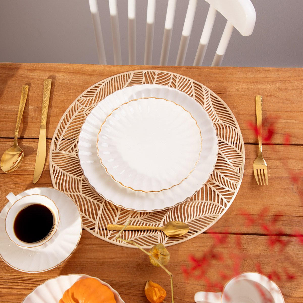 DESSERTTELLER Melida mit Goldrand 20 cm 6er-Set - Weiß, Keramik (20/20/1cm) - Homla
