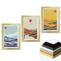 WANDBILDER 3er Set - 20x30 cm Goldrahmen - Abstraktion von farbenfrohen Bergen und Flüssen - Goldfarben, Kunststoff (20/30cm) - ArtPrintCave