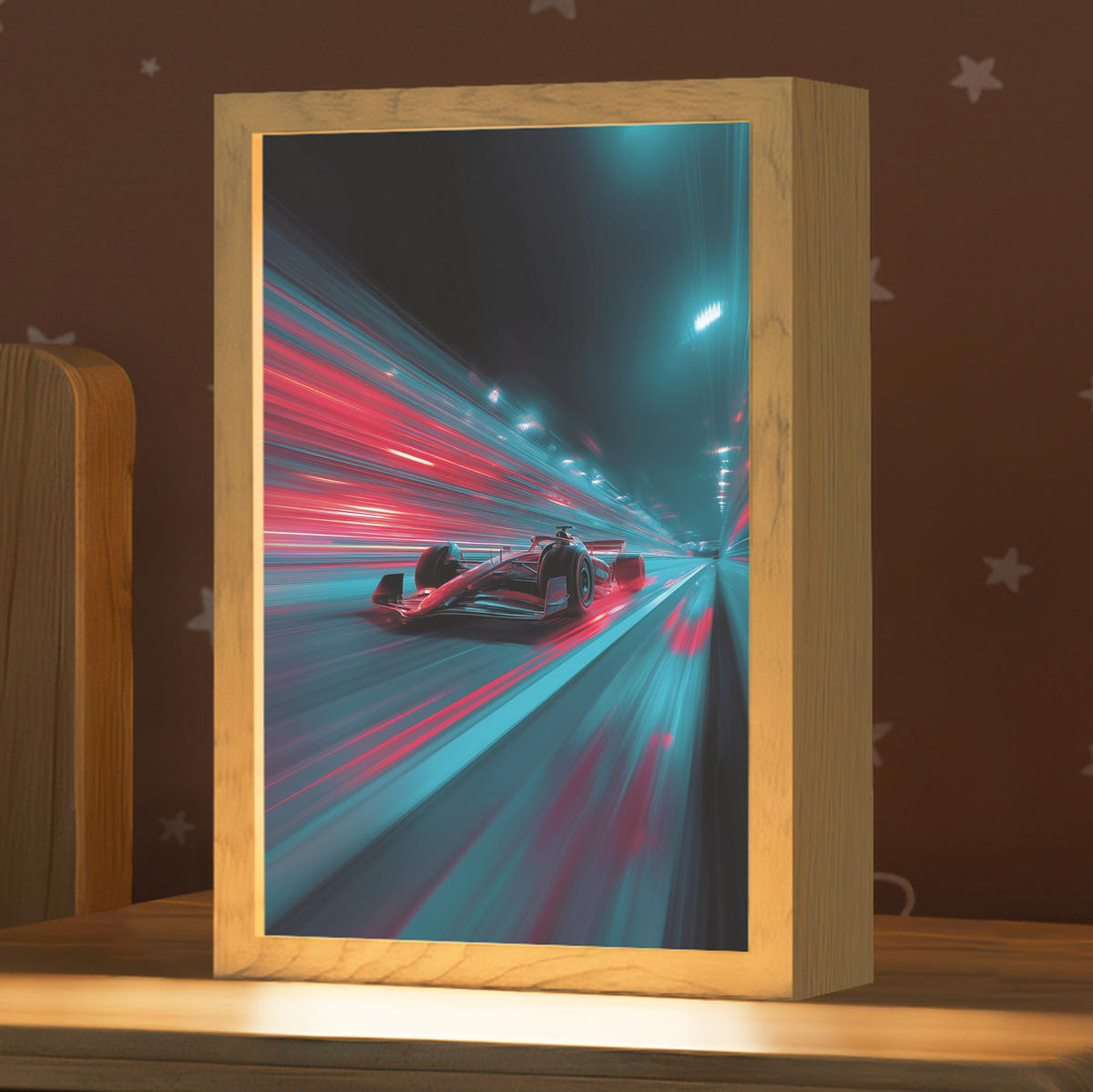 NACHTTISCHLAMPE Rennwagen - Rot - Geschwindigkeit 20x30 cm - Türkis, Holzwerkstoff (8/20/30cm)