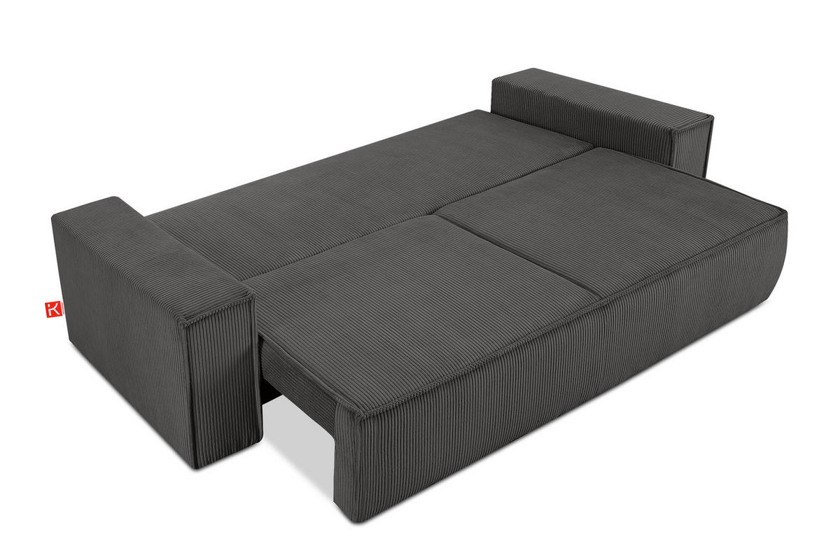 3-SITZER-SCHLAFSOFA NAPI in Pet Friendly Cord-Stoff, grau - Schwarz/Grau, Textil (244/89/101cm) - KONSIMO®
